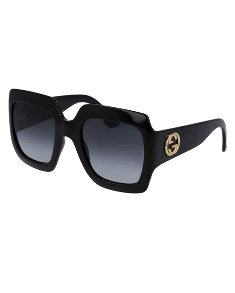 black gucci sunglasses women's|gucci oversized square sunglasses black.